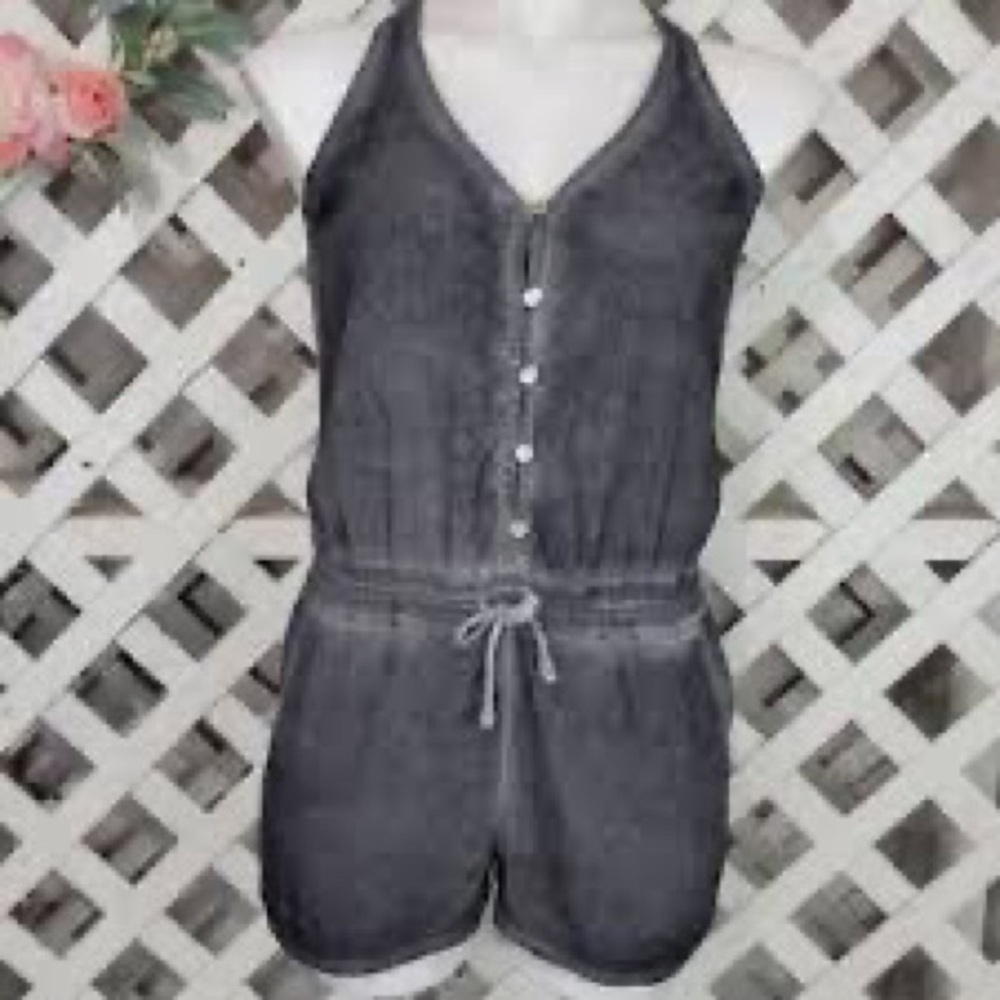 Willow & Clay grey faded wash shorts romper